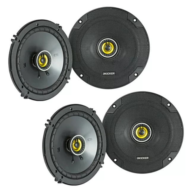 4) Kicker 46CSC65 CS Series 6.5" 600W RMS 2-Way Coaxial Car Audio Speakers