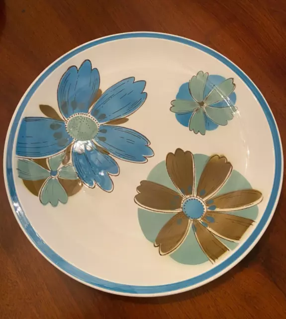 Ceramic Guild Japan ESPERANTO Blue Flowers Cabaret Platter 12” MCM Serving Plate
