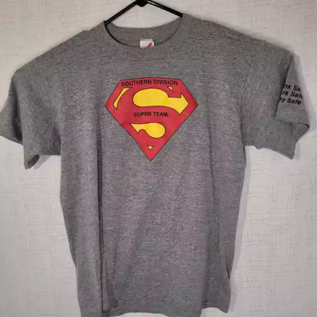 Vintage Amoco T Shirt Gas Station Jerzees Large Superman Made USA Single Stitch