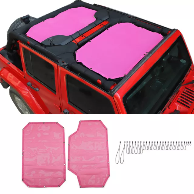 For Jeep Wrangler JK 2007-18 Pink Car Roof Sunshade Mesh Shade Cover  Anti-UV Net