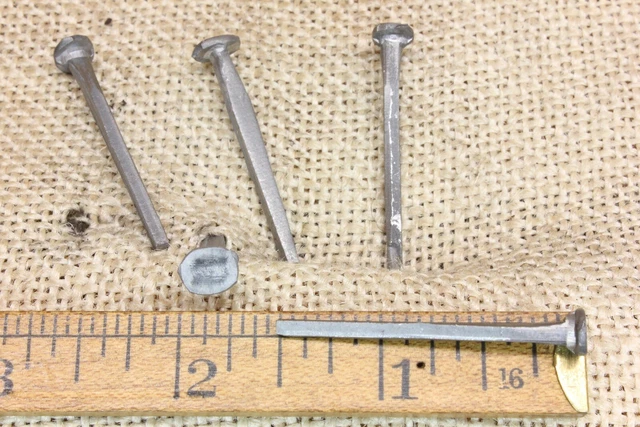1 1/2” Square Nails 25 Lot Antique Wrought Iron Look Round Flat Head Brads 1.5" 2