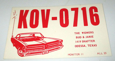 Vintage 1967 QSL Postcard CB Ham Radio Odessa Texas