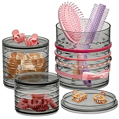 - Inspire - Acrylic Headband Organizer (3-Piece Set), Plastic Apothecary Jars