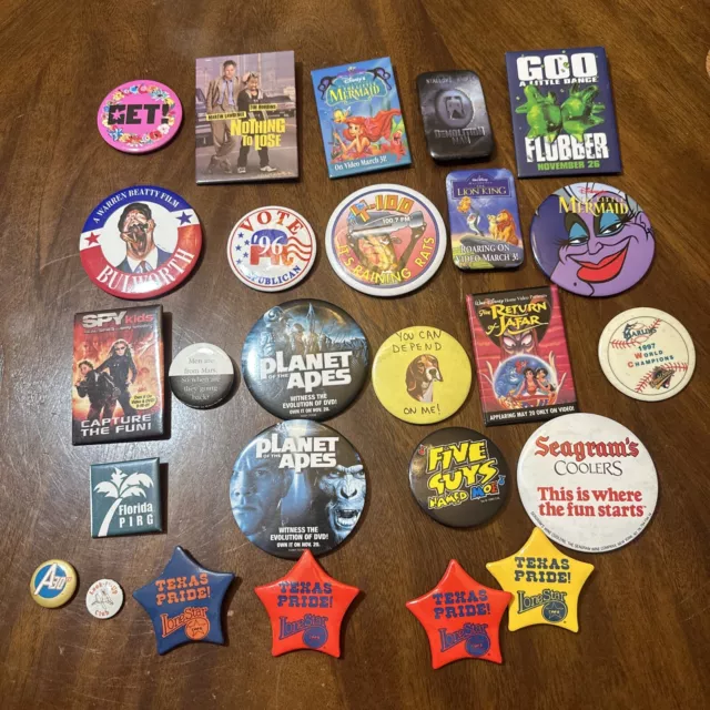 Vintage Pin Lot 26 Disney Movies Politics Sports Cafe