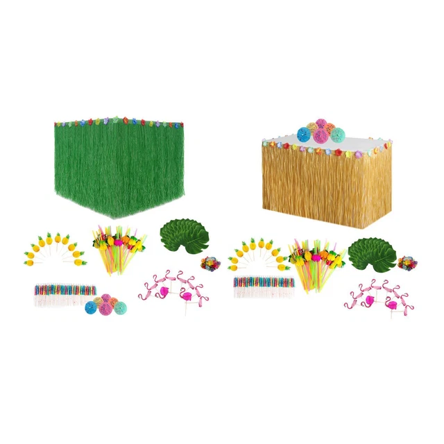 Décor de jupe de table en gazon artificiel Décoration de fête tropicale Luau