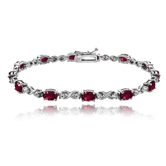 Bracelet Tennis En Argent 925 Plaqué Or - Saphirs Synthétiques Bleus Ovale - Longueur 7,25 Pouces - Neuf Sans Emballage