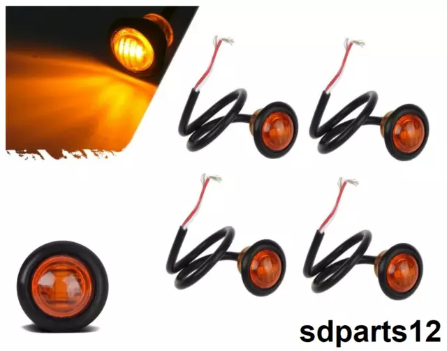 4x Mini Feux De Gabarit Bouton Led 24V Orange Pour Camion Camper Eclairage Led