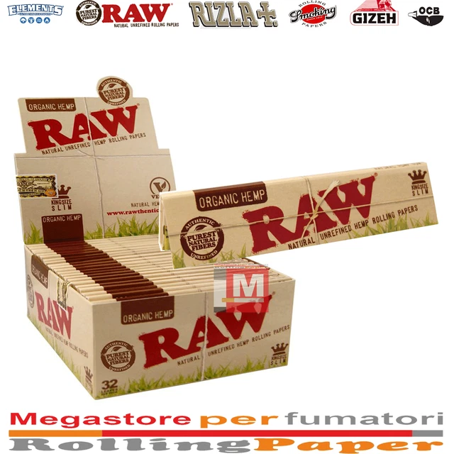 RAW Classic King Size Slim Rolling Papers – 50 Pcs, Unbleached Natural Paper With Arabic Gum