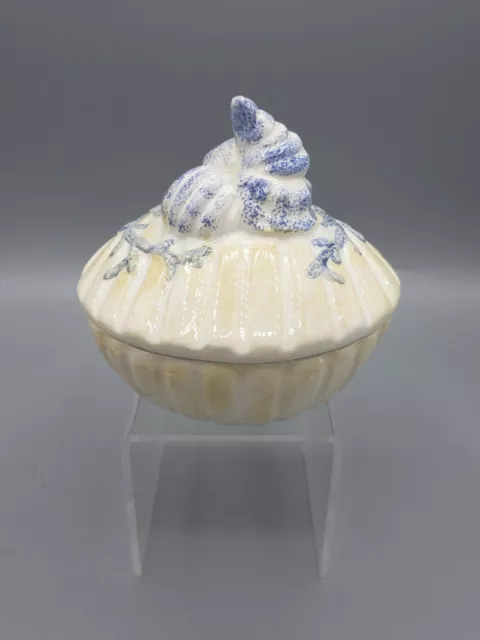 Shell Trinket Box Nove Pottery Italy Italian Majolica San Marco Lidded Beach Vtg