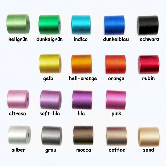 Aluminium Perlen: Zylinder / Walze eloxiert, 10x10 mm, Wunsch-Mix !!!