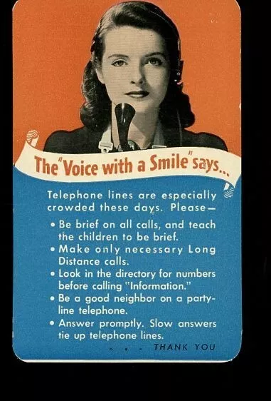 1944 Bell System Calendar The Voice with a Smile Says