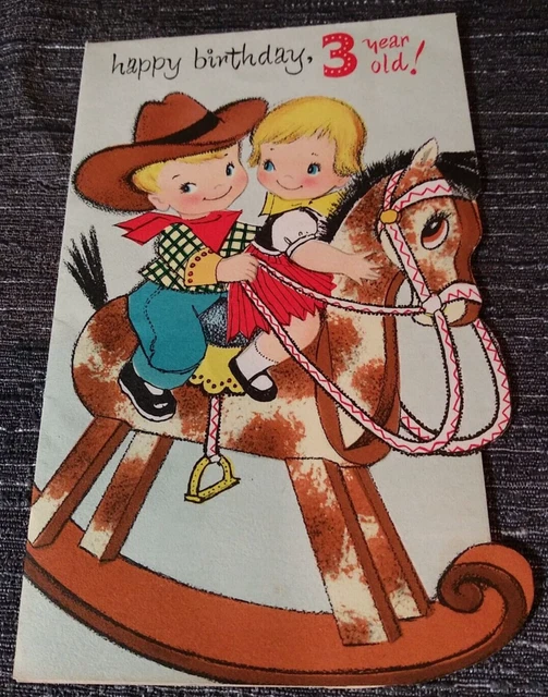 American Greetings Greeting Card Happy Birthday Three Year Old Rocking Horse