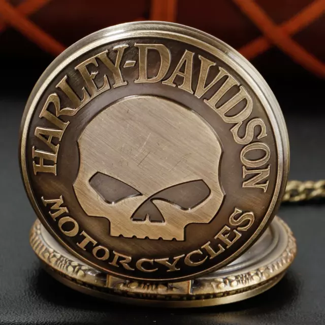 Steampunk Harley Davidson Pocket Watch Skull Full Hunter Quartz Motorcycles Gift
