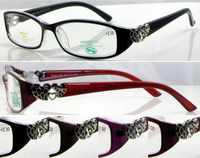 Reading Glasses 0~+2.5 Memory Plastic TR90 Optical Frame Metal Heart Detail L286