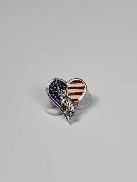 Statue Of Liberty Heart With USA Flag Lapel Pin By Nina Ricci