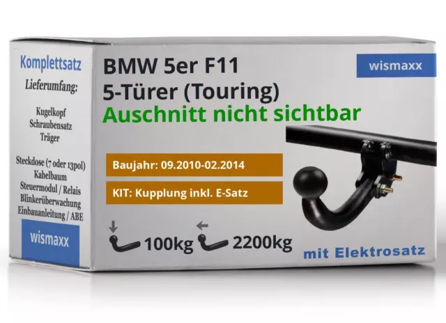 ANHÄNGERKUPPLUNG für BMW 5er F11 10-14 starr BRINK +13polig E-Satz spezifisch