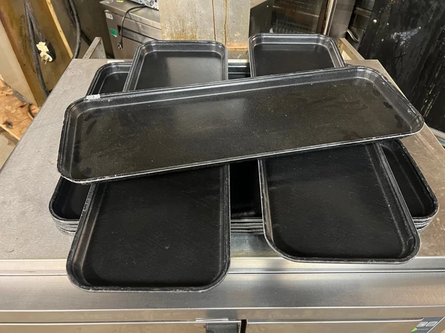 Lot of 16 Carlisle Ebony Rectangular Food Serving Market Trays 25 1/2" x 8 3/4"