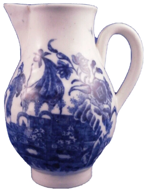 Antico 18thC Caughley Porcellana Pescatore Motivo Creamer Porzellan Kaennchen
