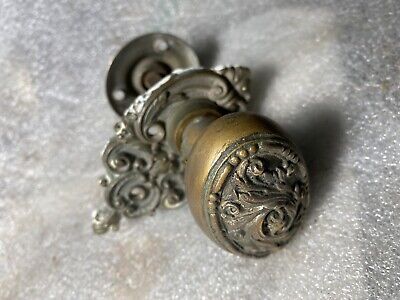 Antique Barrows  cast bronze / brass oval door knob & Matching Rosette