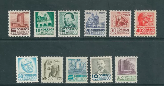 MEXICO 1954-67 long set (Scott 875-885) F/VF MNH/MH (top 3 values are mnh)