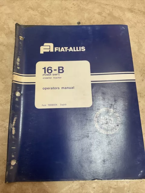 Fiat Allis Allis Chalmers HD 16B POWERSHIFT Crawler Operators Manual