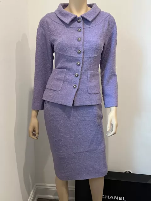 Chanel 12P Tweed Gripoix  Cc Logo Buttons Skirt Suit Fr38 - Us6