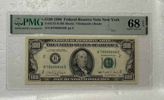 York Notes 1990s $100 1990 NEW York Federal Reserve Note. PMG 68 TOP POP 1/0 £711.55 ...