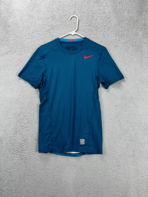 Nike Pro Combat Shirt Men Small Dri-Fit Blue Swoosh Hypercool Fitted Compression