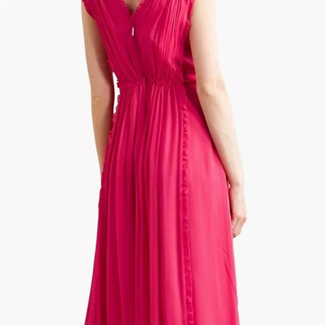 Jason Wu women’s ruffled silk crepon midi dress in watermelon pink 8 3