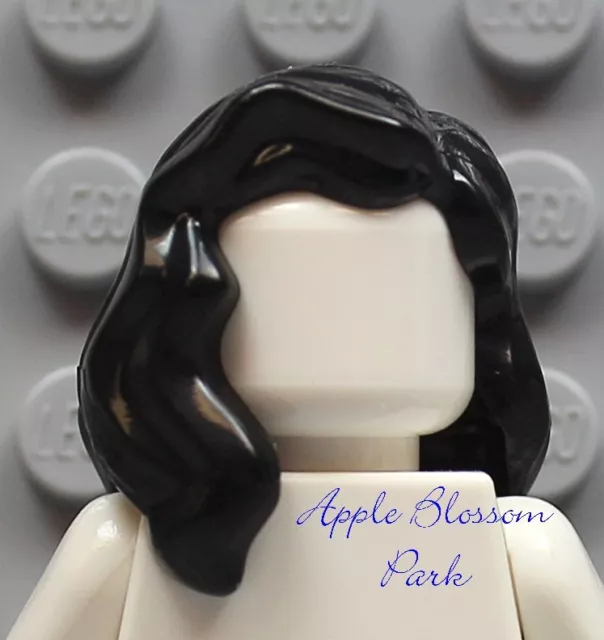 NEW Lego Girl Minifig Long BLACK HAIR -Female Minifigure Over Shoulder Wavy Hair