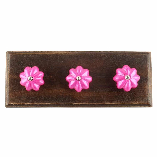 Handmade 1 Piece Vintage Farmhouse Wall Hooks Coat Rack Wooden Wall Hooks Pink