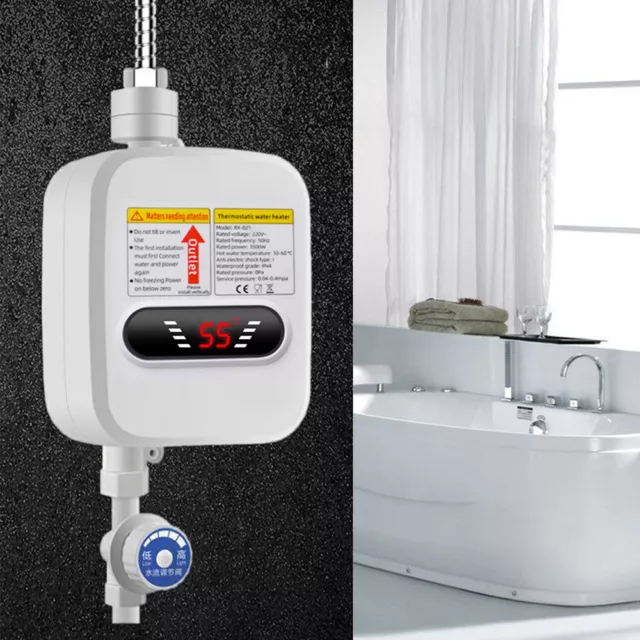 3500W Mini calentador continuo calentador de agua eléctrico con boquilla de ducha baño 220V 2