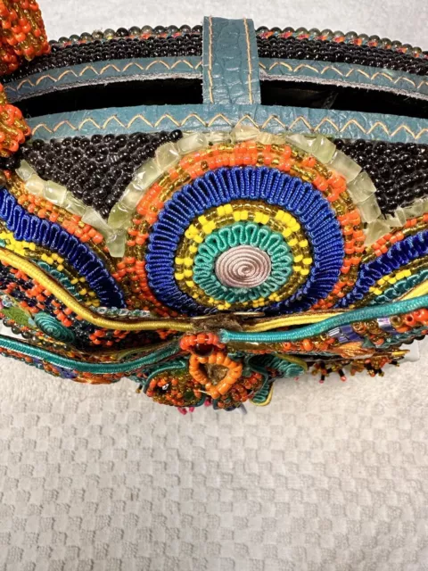 Vintage Mary Frances Rare Colorfully Beaded Jeweled Butterfly Purse Handbag 2