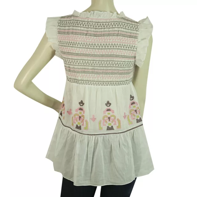 Alice By Temperley Romantic White Embroidered Tank Vest Sleeveless Top sz UK 8 2