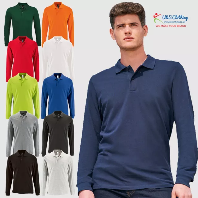 SOLs Perfect Cotton Mens Full Long Sleeve Pique Poloshirt Regular Polo shirt Top