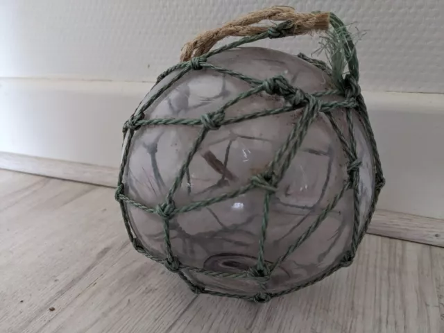 Ancienne boule en verre flotteur de filet de pêche déco marine 2