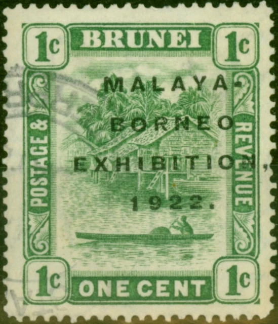 Brunei 1922 1c Grün SG51a 'Kurz 1 ' Fein Gebraucht