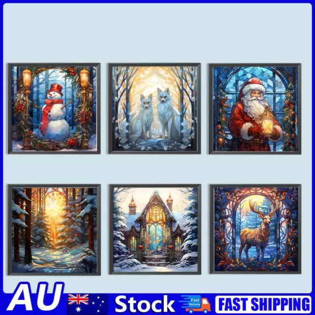 AU Paint By Numbers Kit DIY Xmas Winter Oil Art Picture Craft Home Wall Decorati
