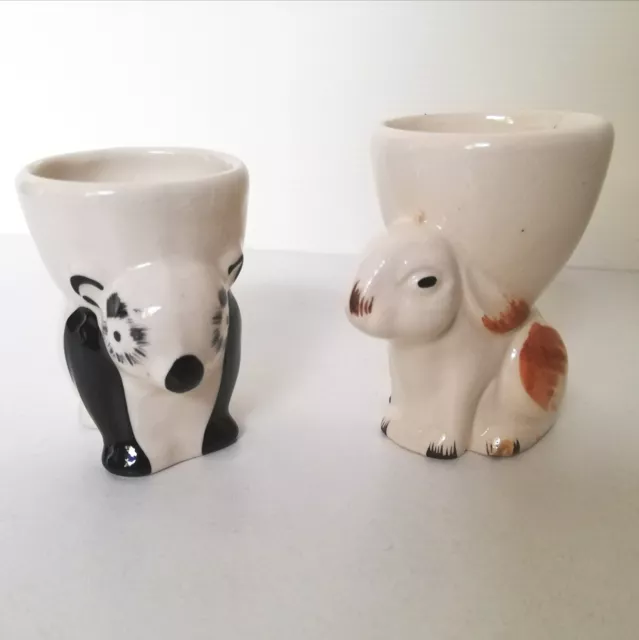 Keele Street Pottery Child’s Egg Cups Rabbit & Panda vintage