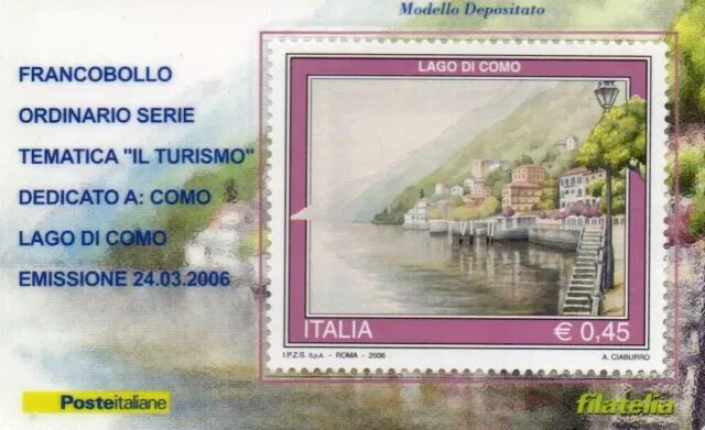 Italia 2006 Lago Di Como Il Turismo Tessera Filatelica Francobollo