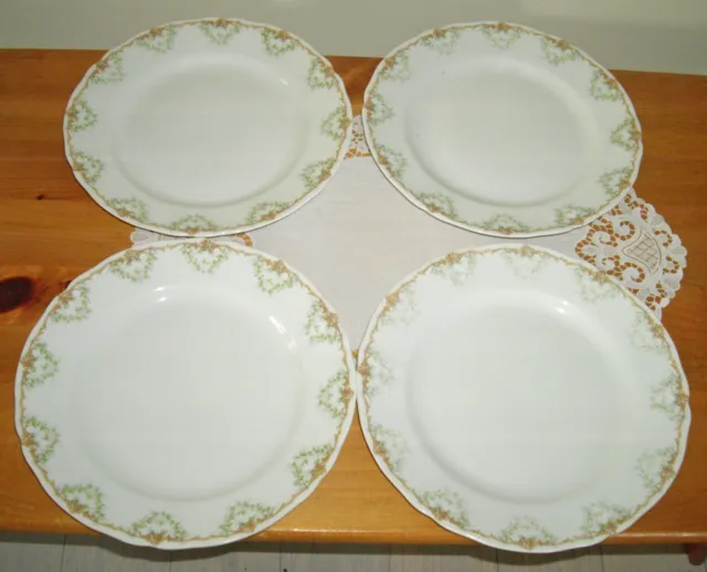 Vintage Syracuse China O.P.CO. WARDELL LIGHT 9 3/4" Dinner Plates ~ Set of 4 ~