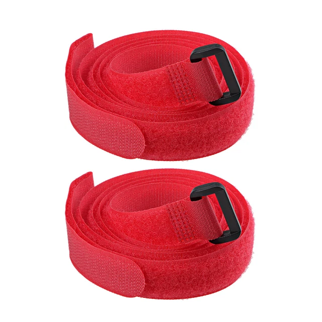 2Pcs Crochet Boucle 3/4 x 47 Pouces Sangles Fixation Réutilisable Câble Rouge