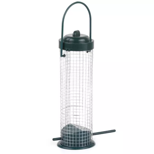 Green Hanging Wild Bird Feeder Perch Peanut Garden Feeding Cage Iron Wire