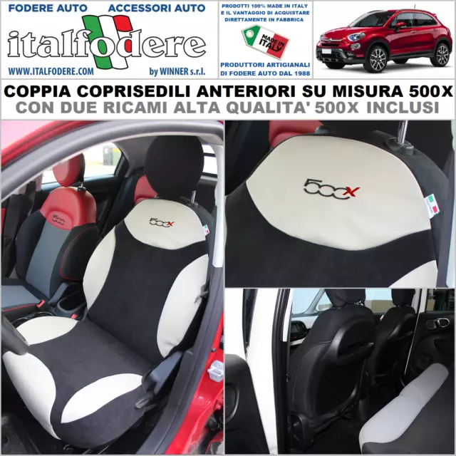 Coprisedili Fiat 500 Specifici Su Misura Fodere Foderine Solo Anteriori  ROSSO / PANNA -  Italia
