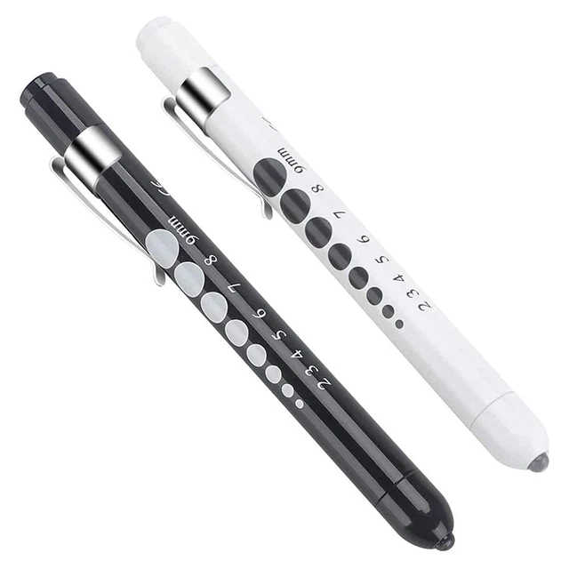 Pen Light with Pupil Gauge LED Penlight for Nurses Doctors, 2 Pcs Reusable Medic