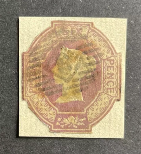GB QV, 1847, 6d Purple embossed, SG59, Fine used, cut to shape, Re-backed.