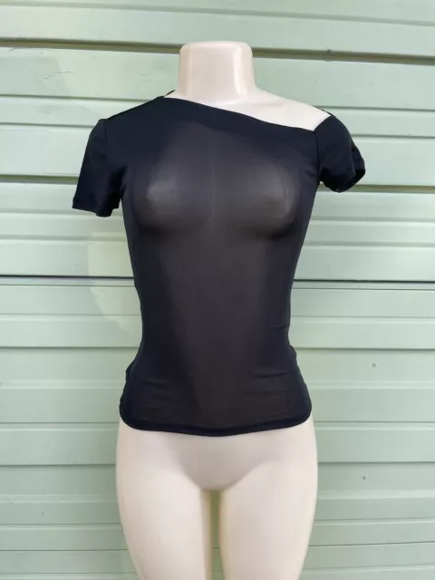 New Zara Black Fitted Asymmetric Top Semi Sheer Size S #7153A *Read Note*