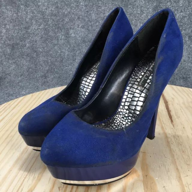Michael Antonio Shoes Womens 8 Pump Platform Blue Suede Stiletto Heels Casual 3