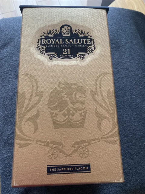 Royal Salute 21 Years Old Whisky, Blue Bottle (empty) Box Bag Cork