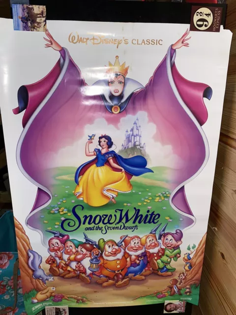 Vintage Original Disney Snow White and The Seven Dwarfs D/S movie poster 27x40
